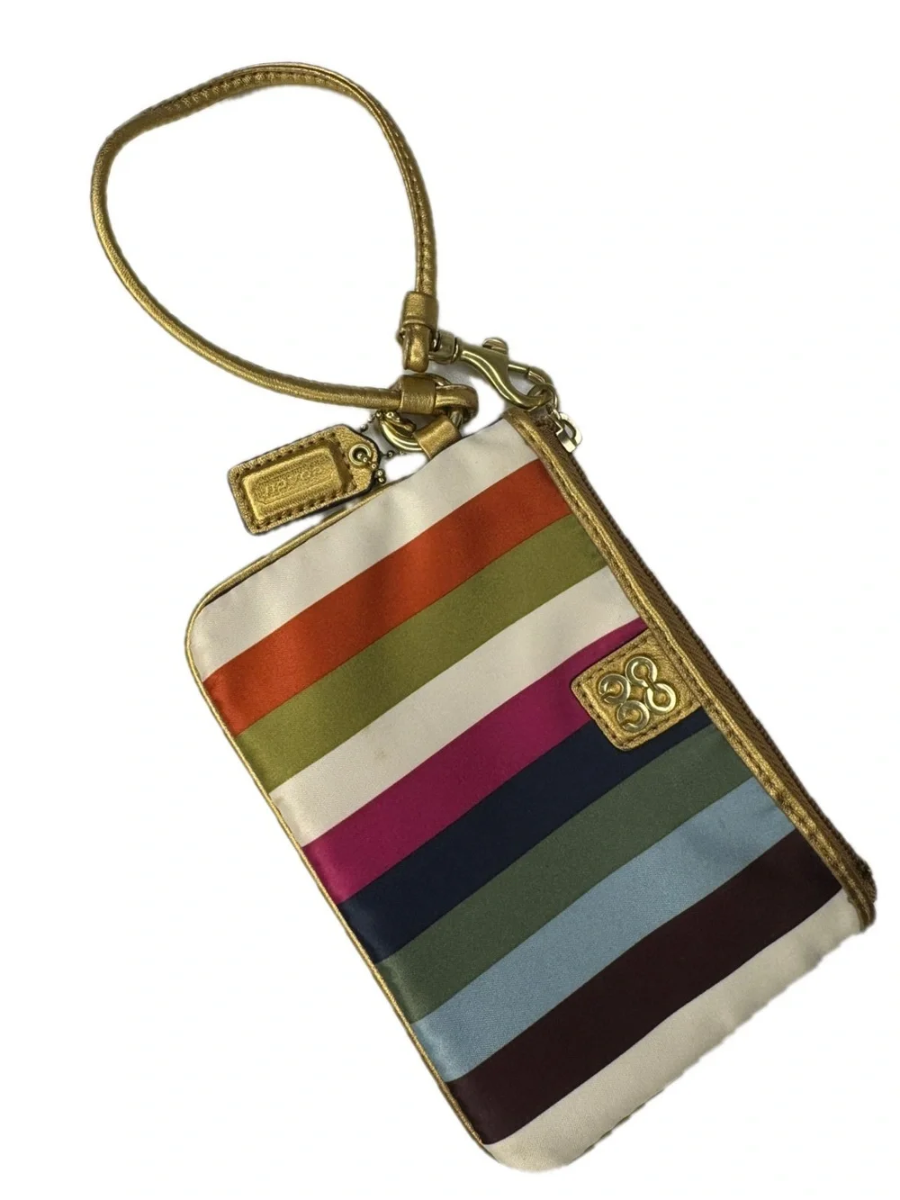 Coach Legacy Stripe 65th Anniversary Satin Wristlet